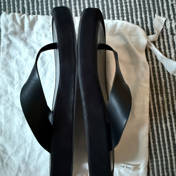 The Row Ginza Black Suede and Leather Platform Flip Flop Sandals size 40.5 - Picture 8 of 11